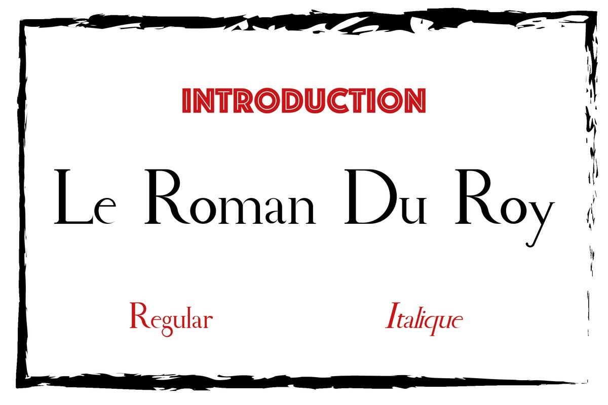 Ejemplo de fuente Le Roman Du Roy Italic