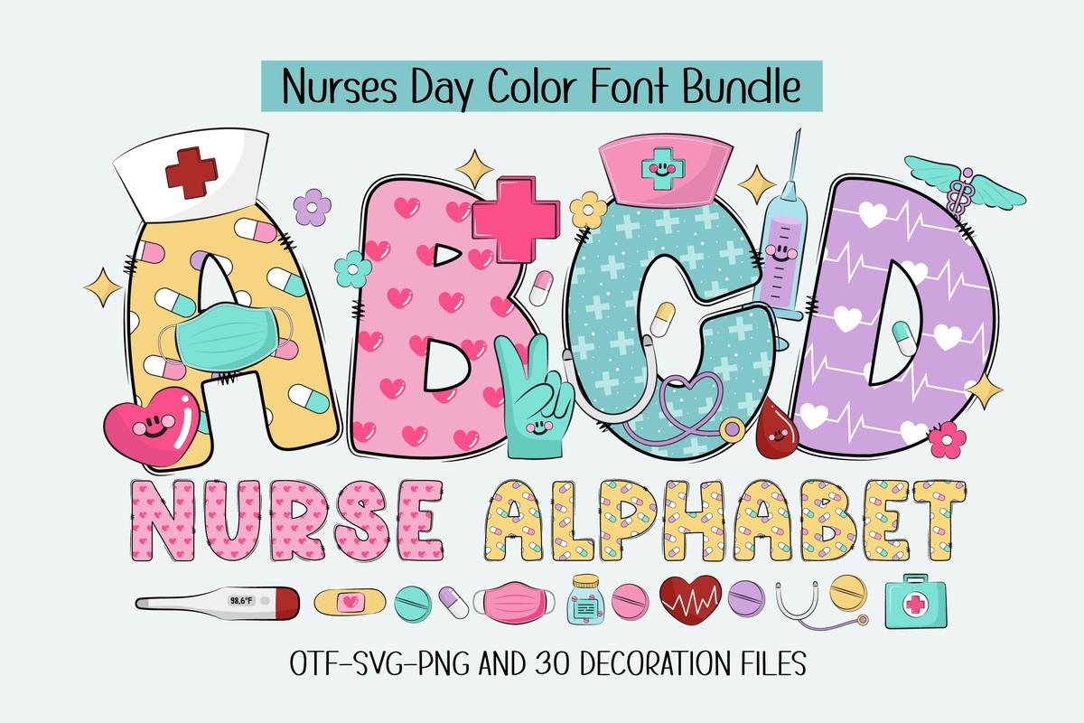 Ejemplo de fuente Nurse Alphabet Cross