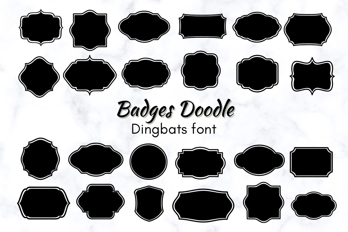 Ejemplo de fuente Badges Doodle Regular