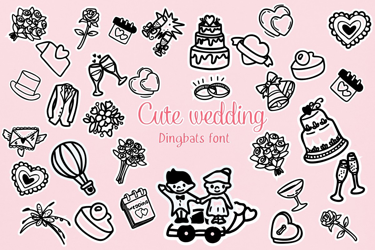 Ejemplo de fuente Cute Wedding Regular