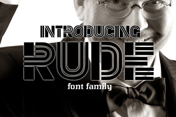 Ejemplo de fuente Rude Italic