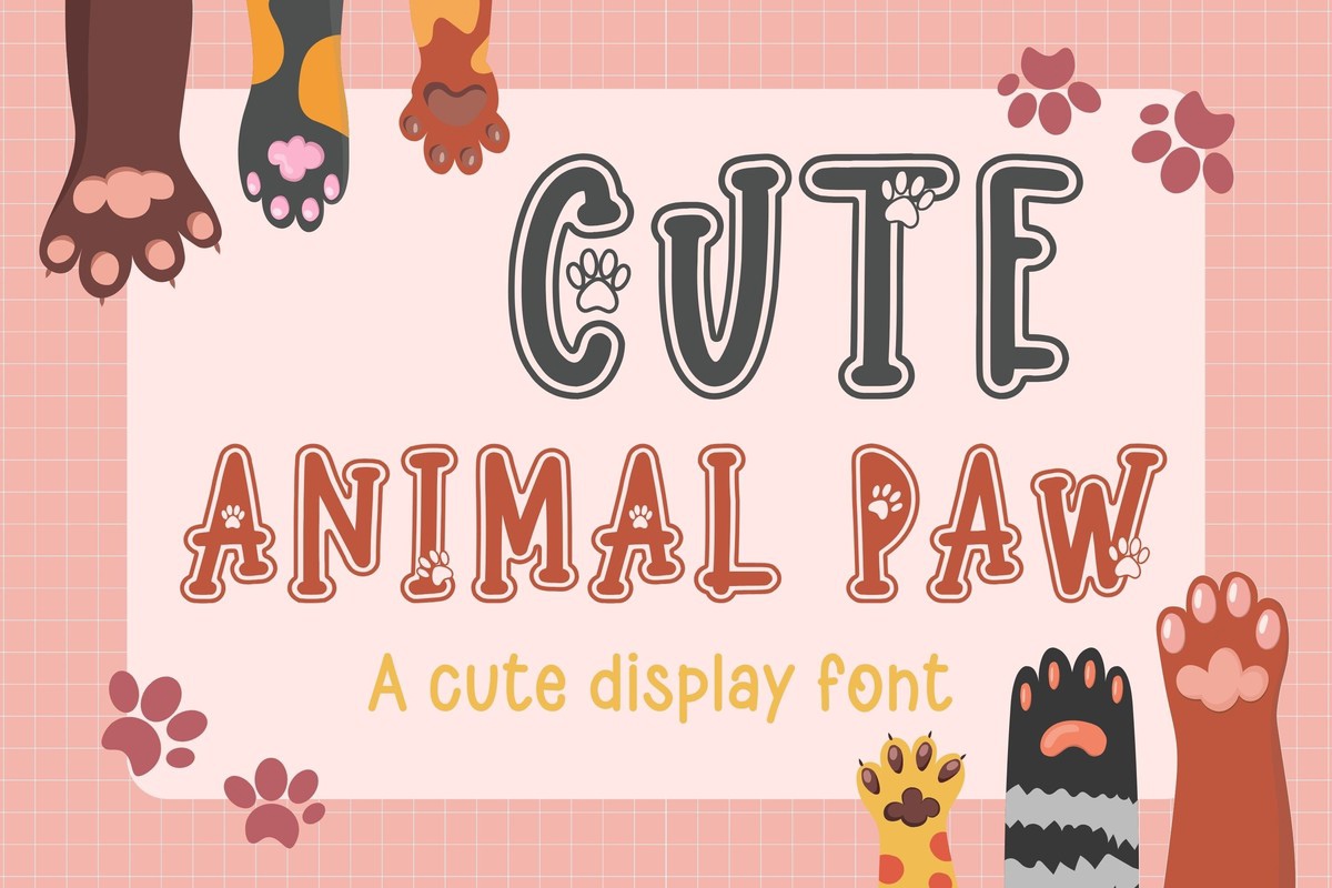 Ejemplo de fuente Cute Animal Paw