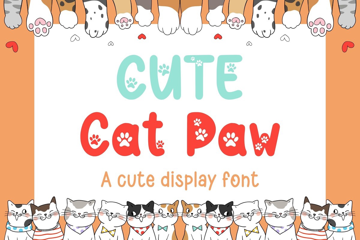 Ejemplo de fuente Cute Cat Paw