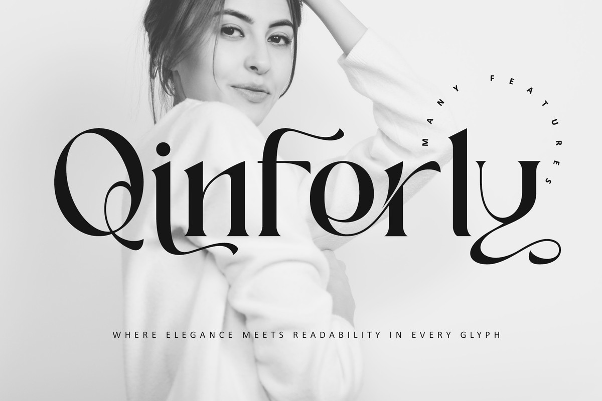 Ejemplo de fuente Qinferly Italic