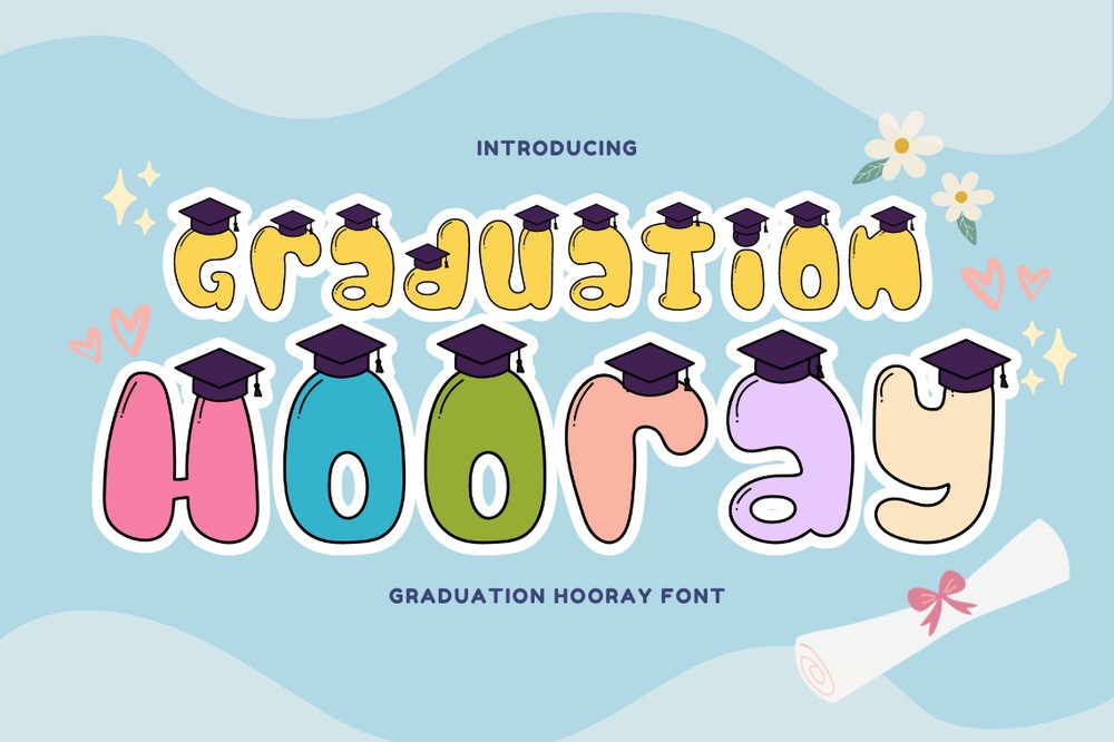 Ejemplo de fuente Graduation Hooray Regular