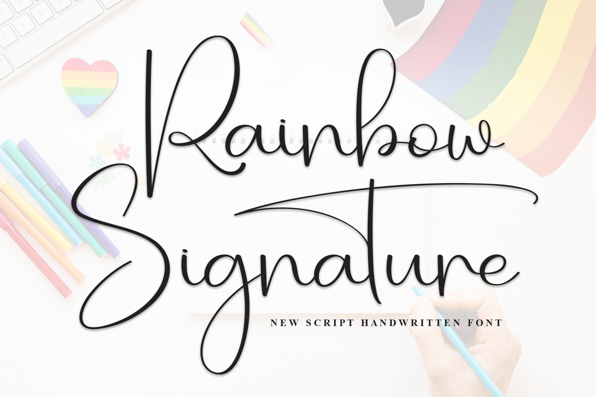 Ejemplo de fuente Rainbow Signature Regular