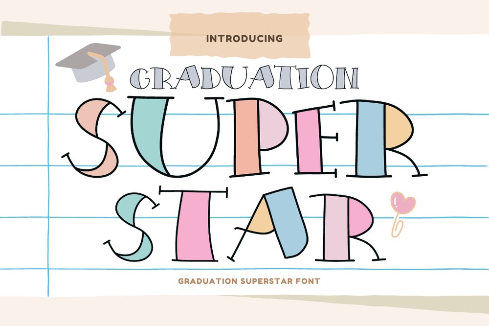 Ejemplo de fuente Graduation Superstar Regular