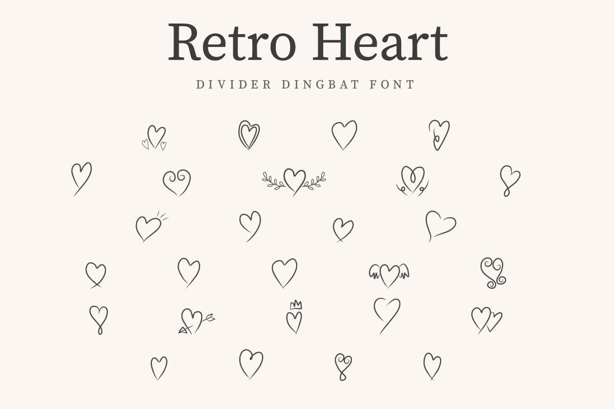 Ejemplo de fuente Retro Heart Regular