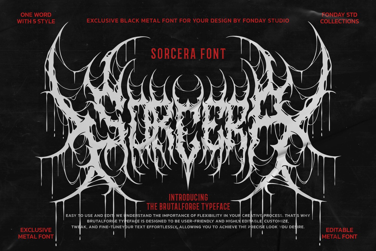 Ejemplo de fuente Sorcera Death Metal Font