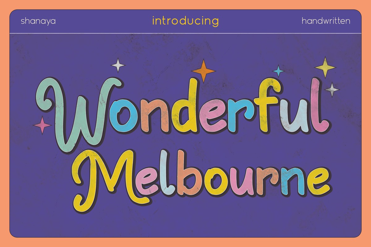 Ejemplo de fuente Wonderful Melbourne Regular