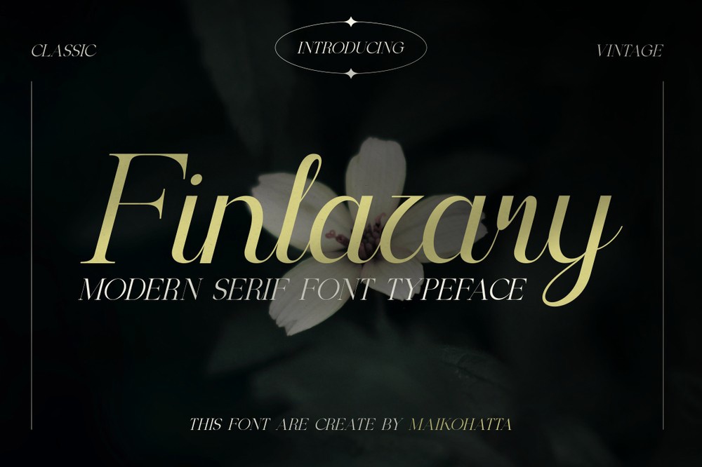 Ejemplo de fuente Finlazary Italic