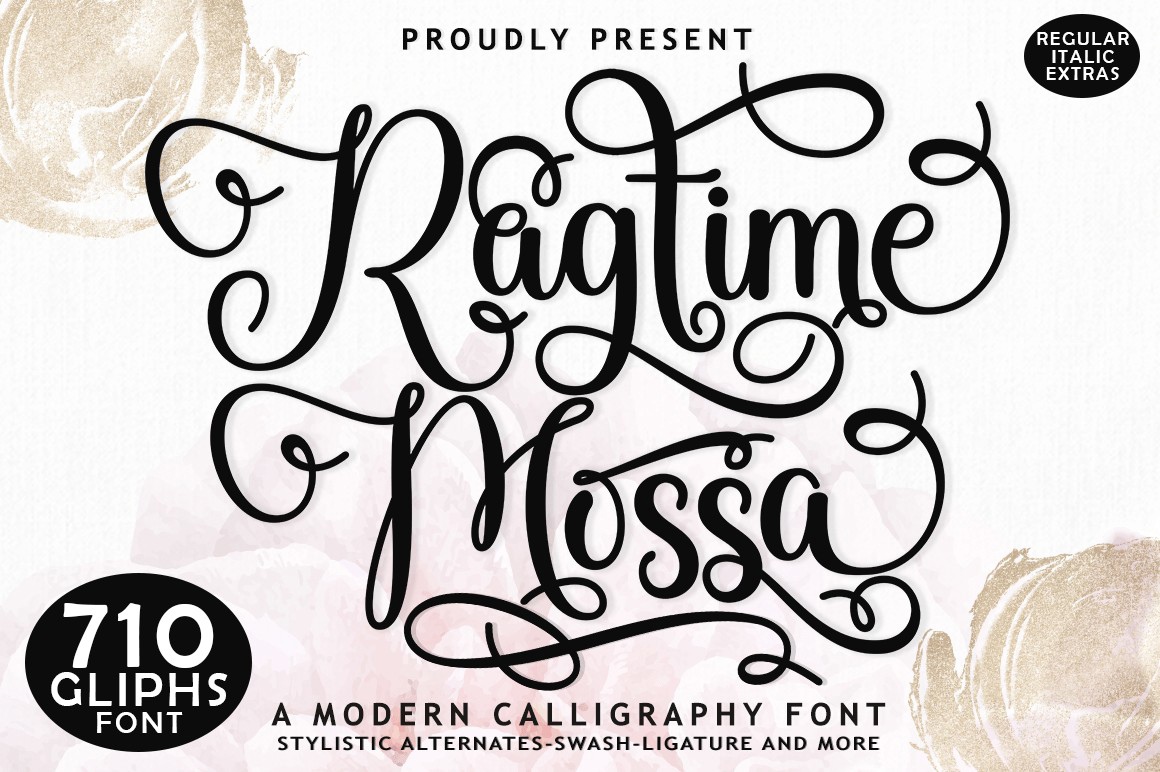 Ejemplo de fuente Ragtime Mossa Script Extras