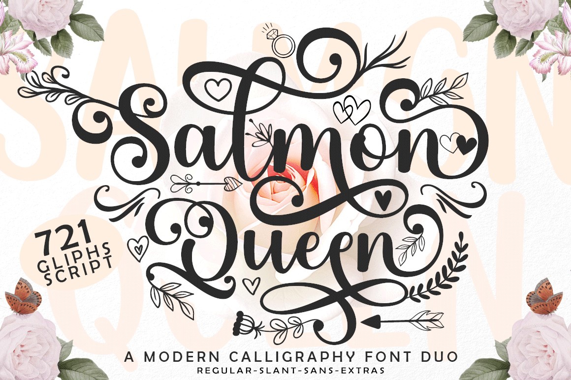 Ejemplo de fuente Salmon Queen Script