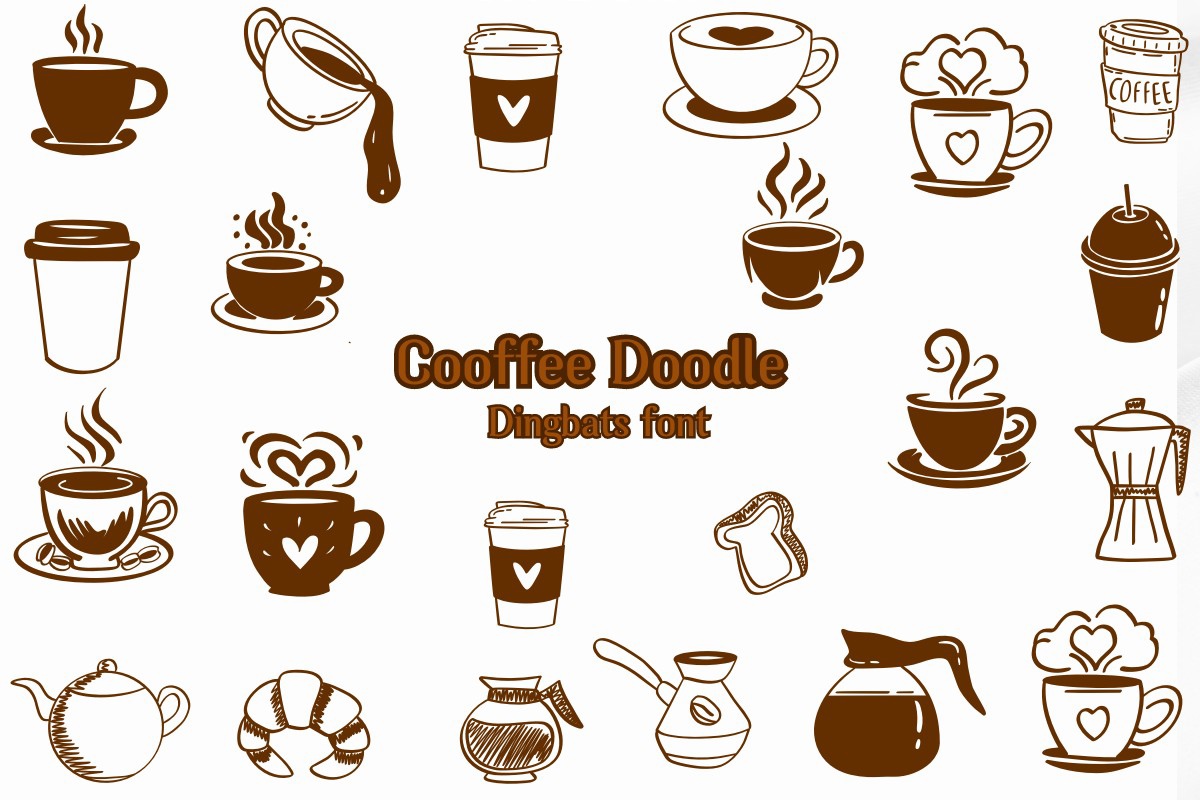 Ejemplo de fuente Coffee Doodle