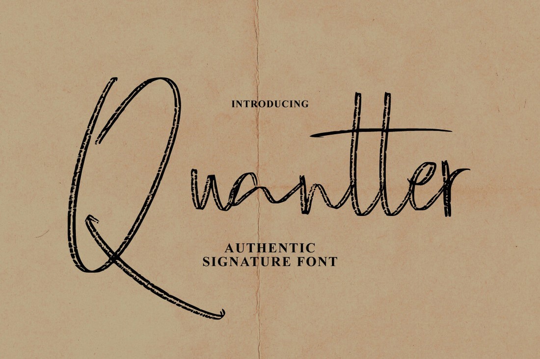 Ejemplo de fuente Quantter Signature Brush Regular