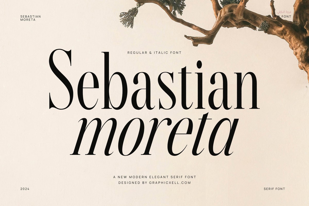 Ejemplo de fuente Sebastian Moreta Italic
