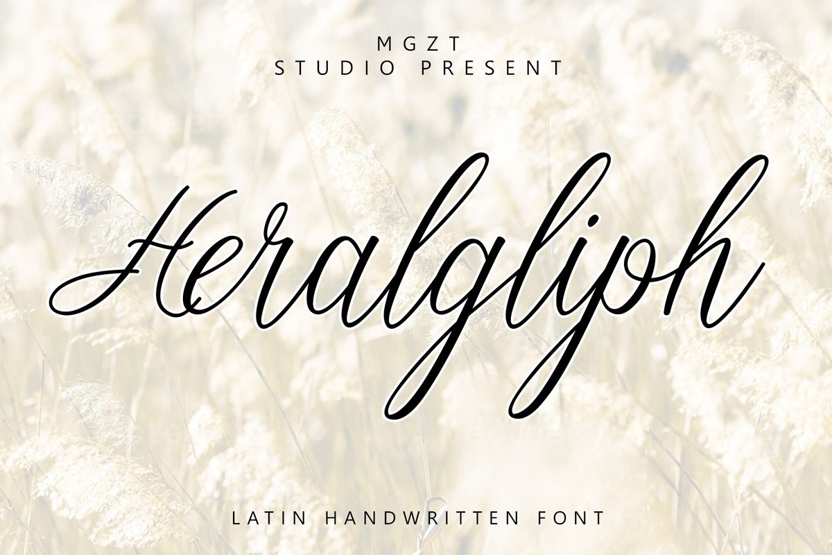 Ejemplo de fuente Heralgliph Regular