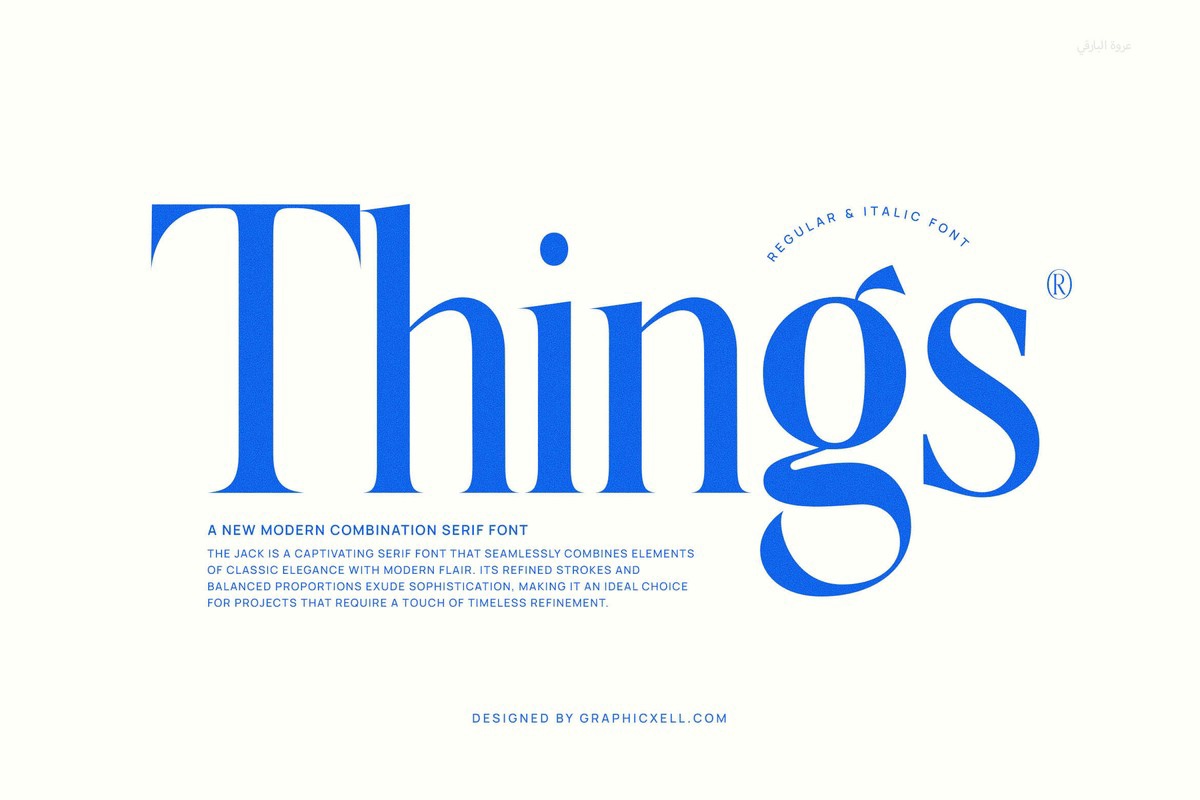 Ejemplo de fuente Things Italic