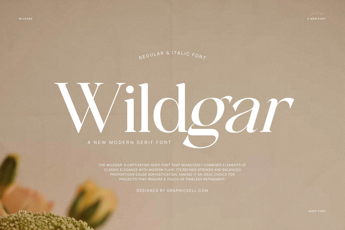 Ejemplo de fuente Wildgar Italic