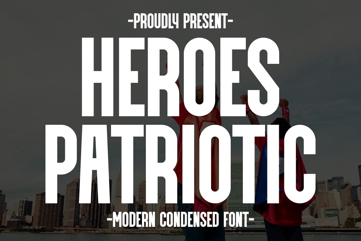 Ejemplo de fuente Heroes Patriotic Regular