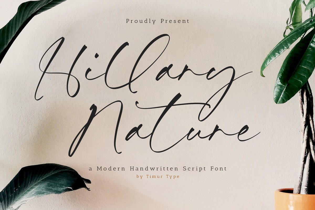 Ejemplo de fuente Hillary Nature Regular