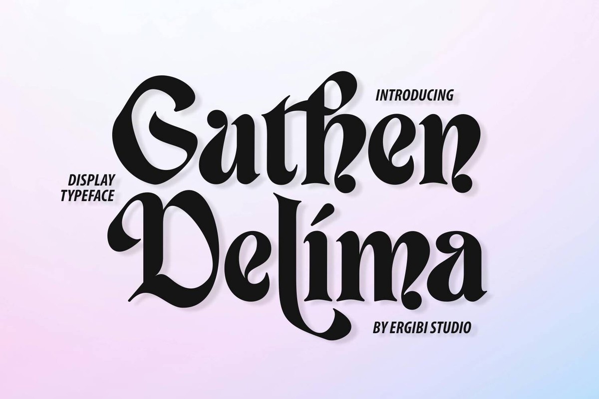 Ejemplo de fuente Guthen Delima Regular