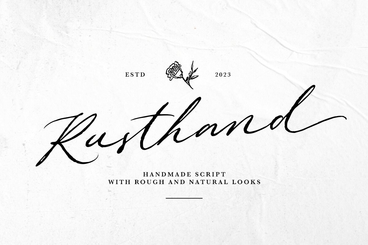 Ejemplo de fuente Rusthand Regular