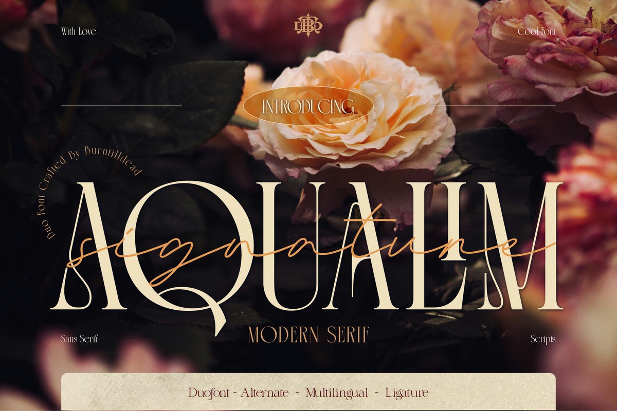Ejemplo de fuente Aqualim Signature Regular