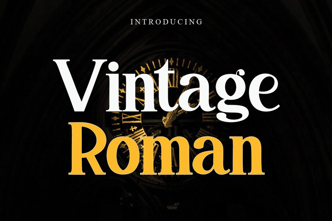 Ejemplo de fuente Vintage Roman Regular