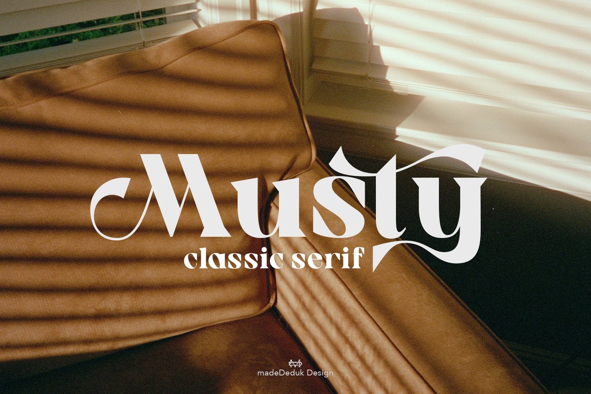 Ejemplo de fuente Musty Italic