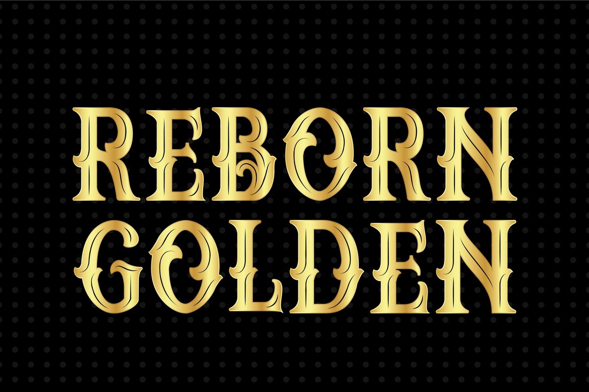 Ejemplo de fuente Reborn Golden Regular