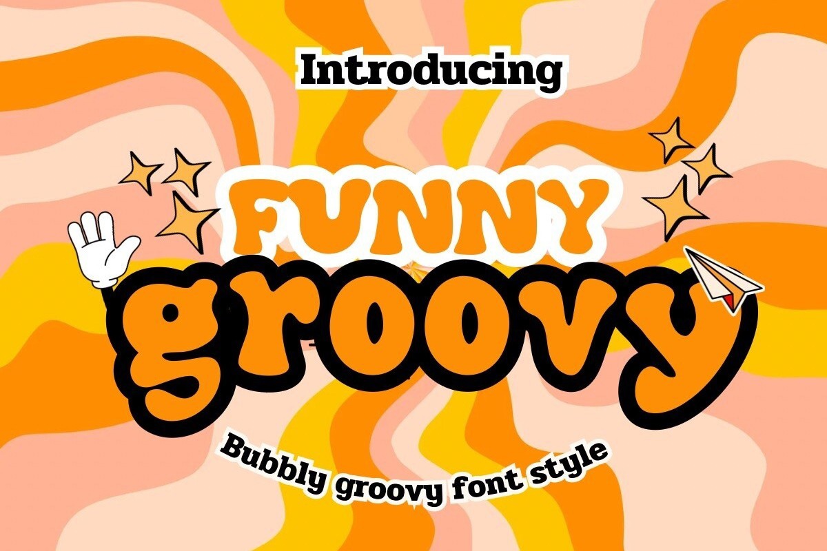 Ejemplo de fuente Funny Bubbly Groovy Regular