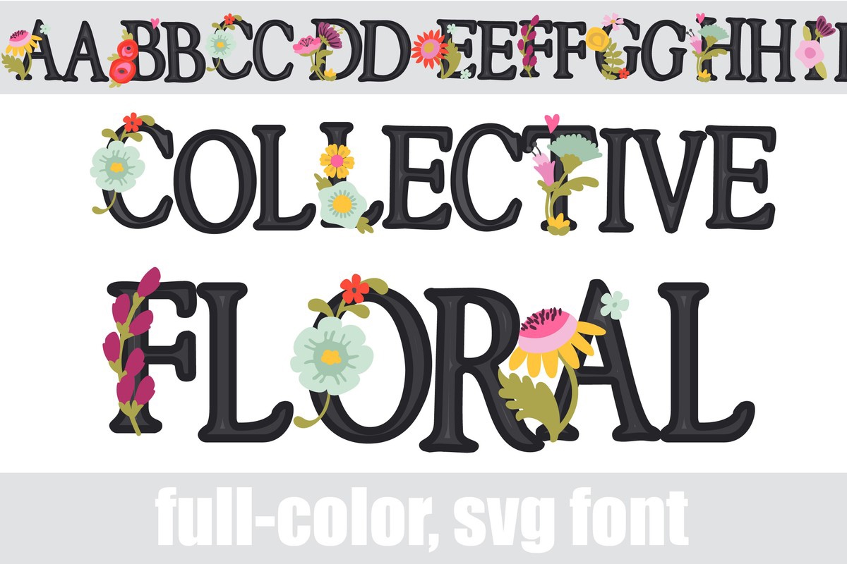 Ejemplo de fuente Collective Floral CF Regular