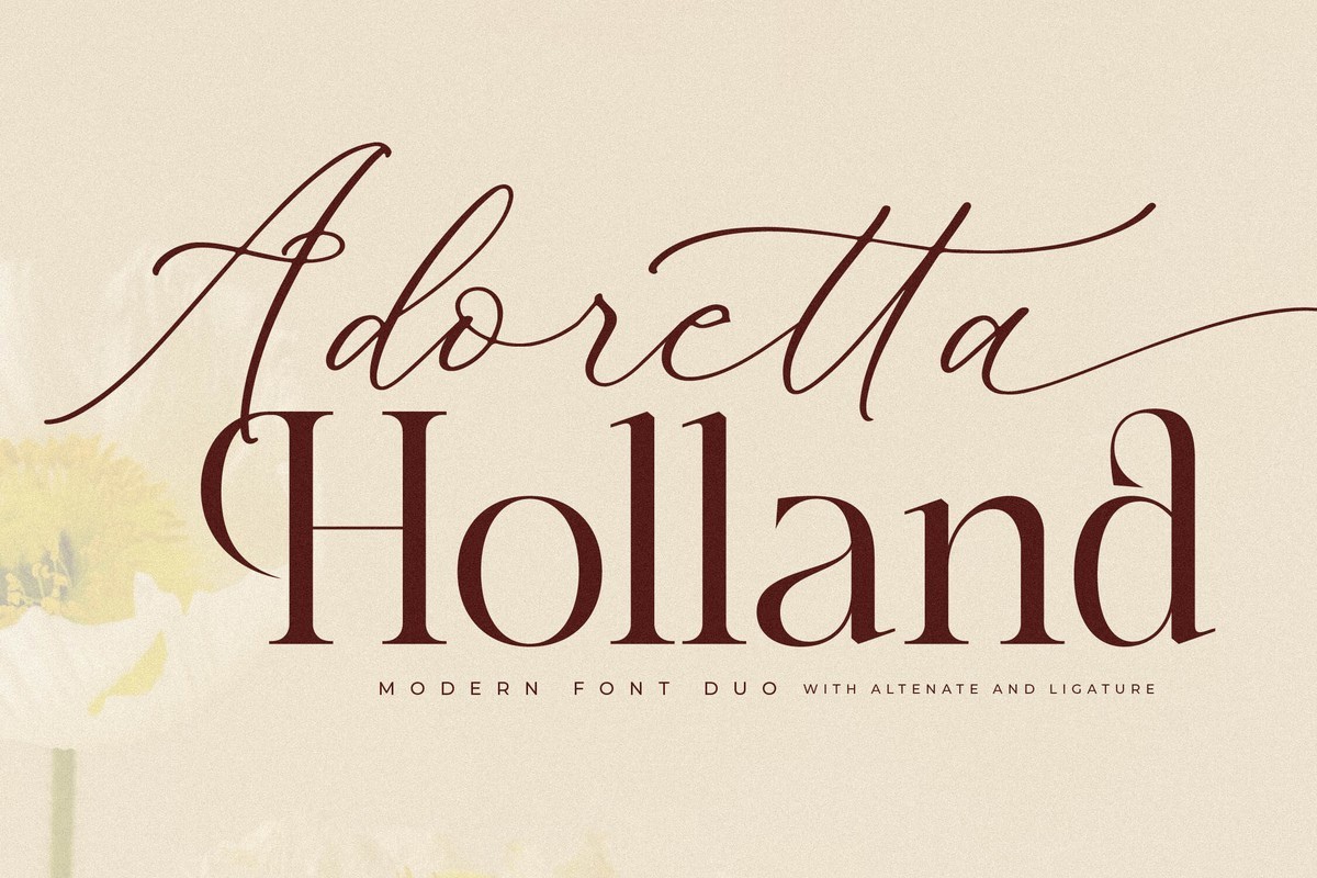Ejemplo de fuente Adoretta Holland Duo Script