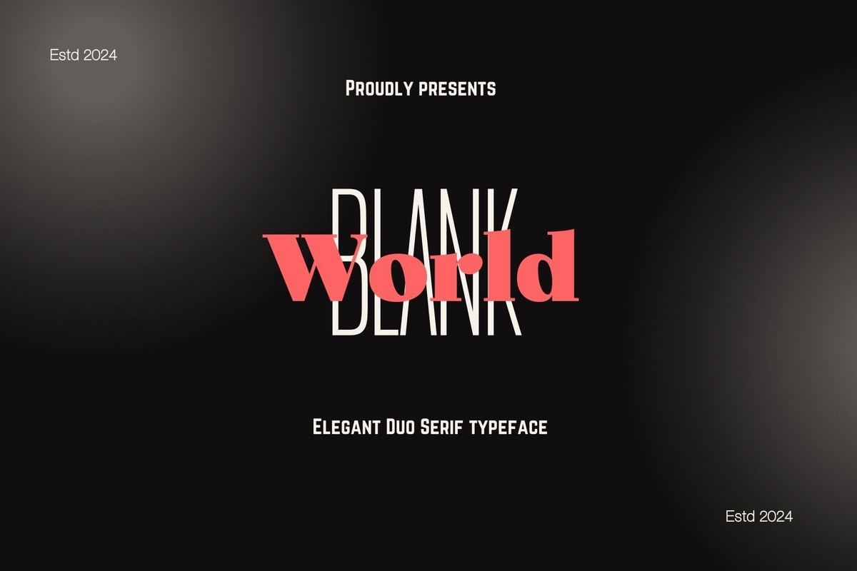 Ejemplo de fuente Blank World Regular