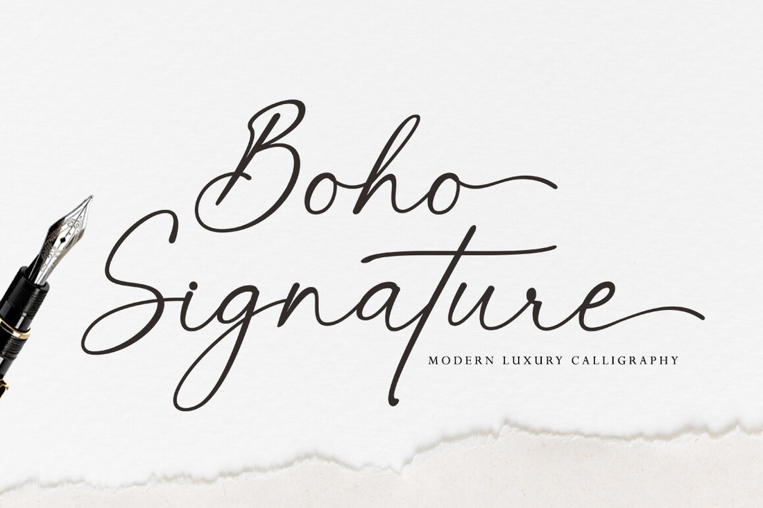 Ejemplo de fuente Boho Signature Regular