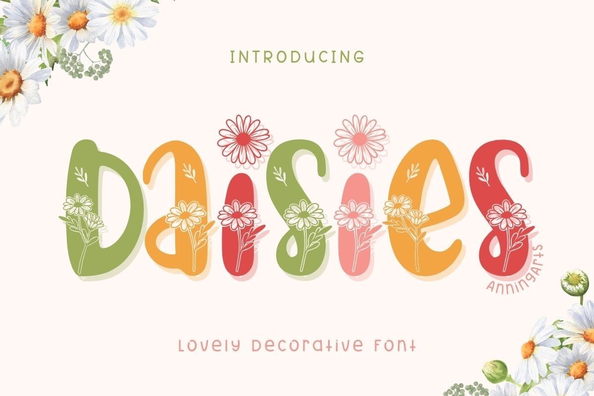 Ejemplo de fuente Daisies Regular