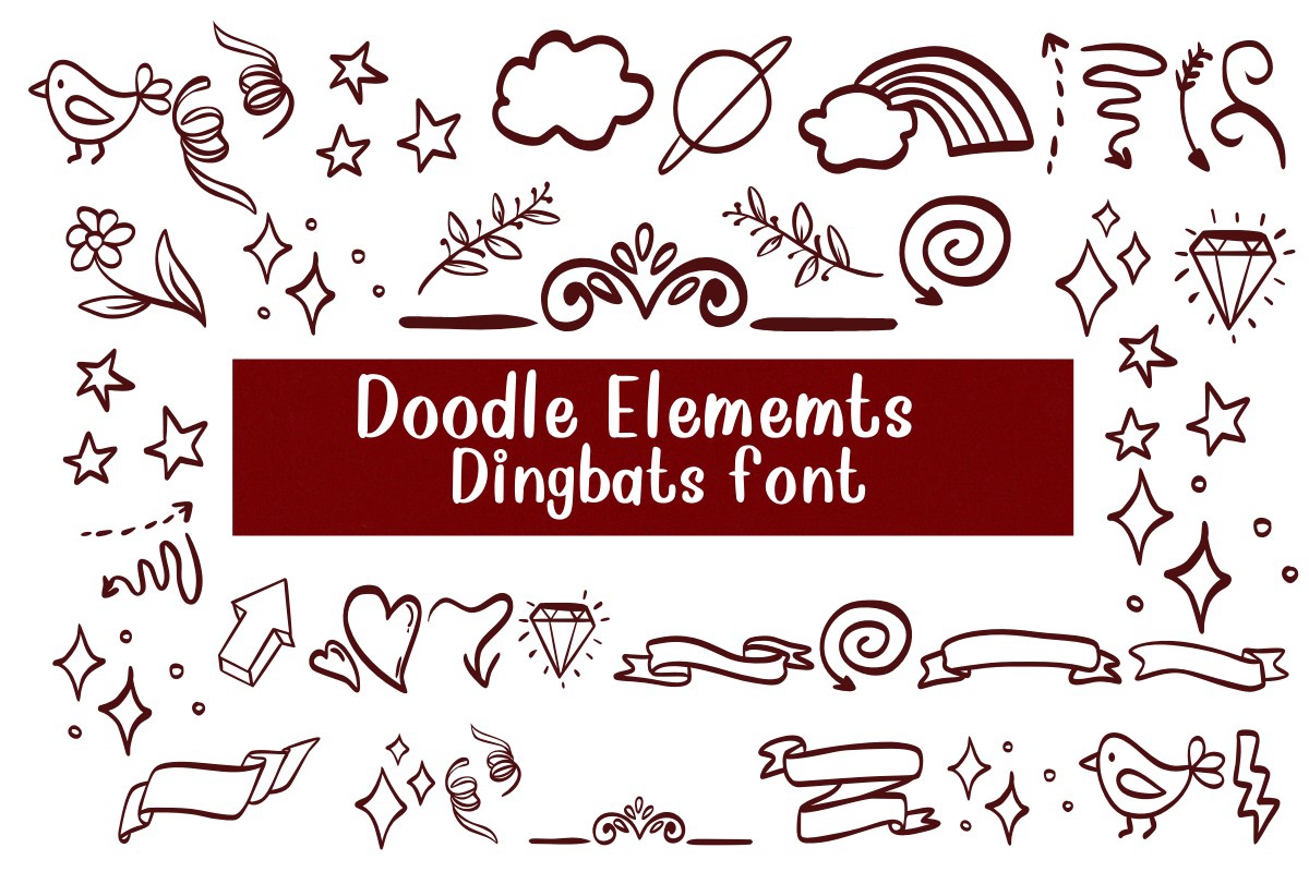 Ejemplo de fuente Doodle Elements Regular