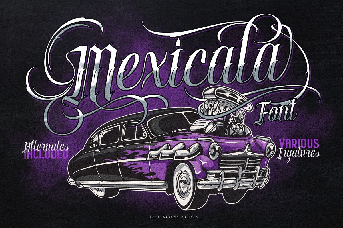 Ejemplo de fuente Mexicala Regular