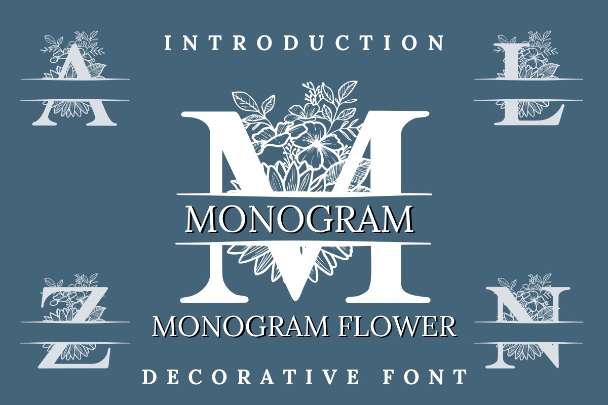 Ejemplo de fuente Monogram Flower Regular