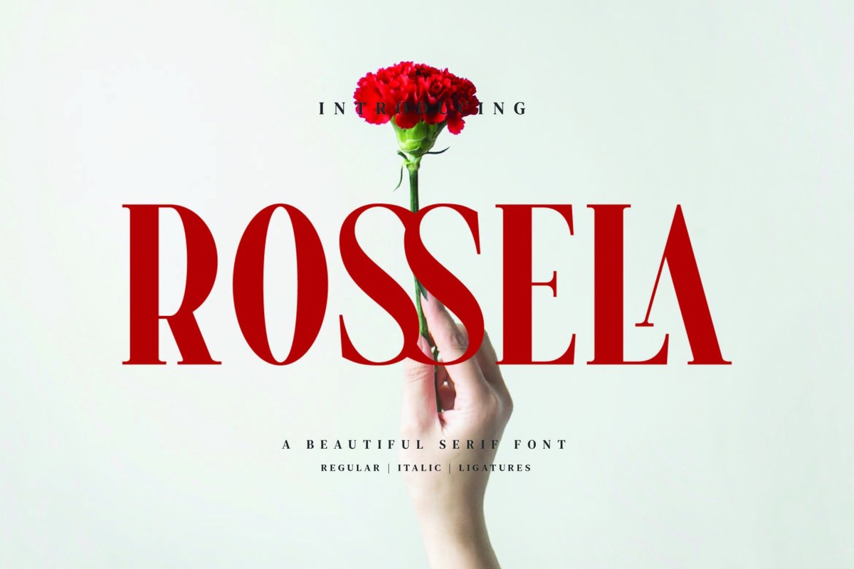 Ejemplo de fuente Rossela Italic