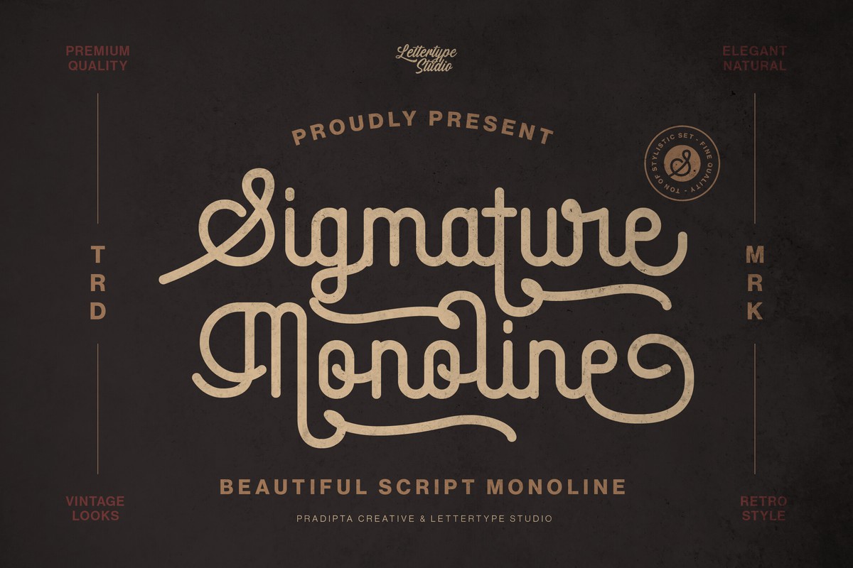 Ejemplo de fuente Sigmature Monoline Regular