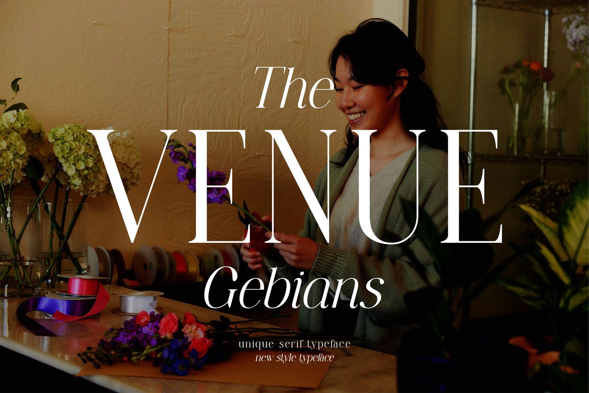 Ejemplo de fuente The Venue Gebians Italic