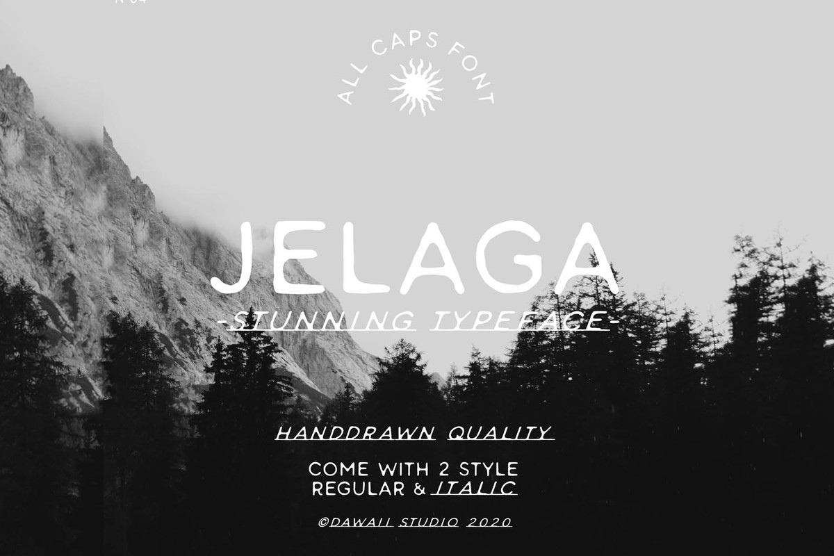 Ejemplo de fuente Jelaga Italic