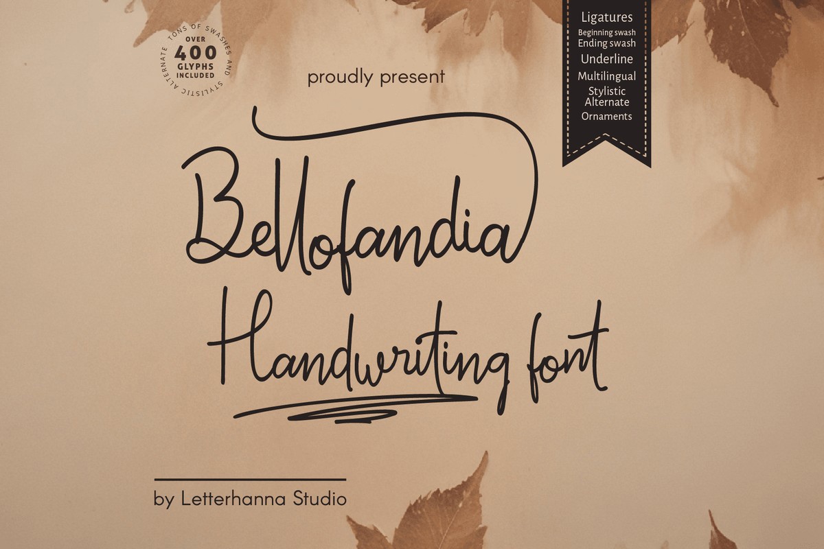 Ejemplo de fuente Bellofandia Regular