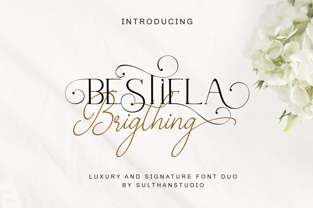 Ejemplo de fuente Bestiela Brigthing Regular