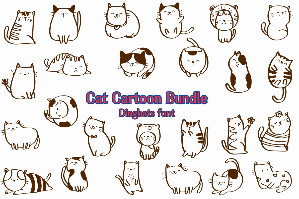 Ejemplo de fuente Cat Cartoon Bundle Regular