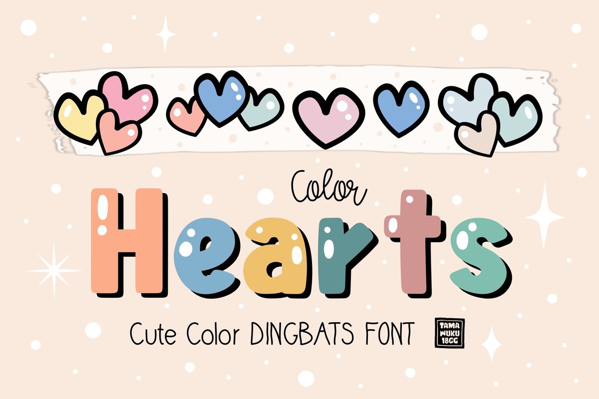 Ejemplo de fuente Color Hearts Regular