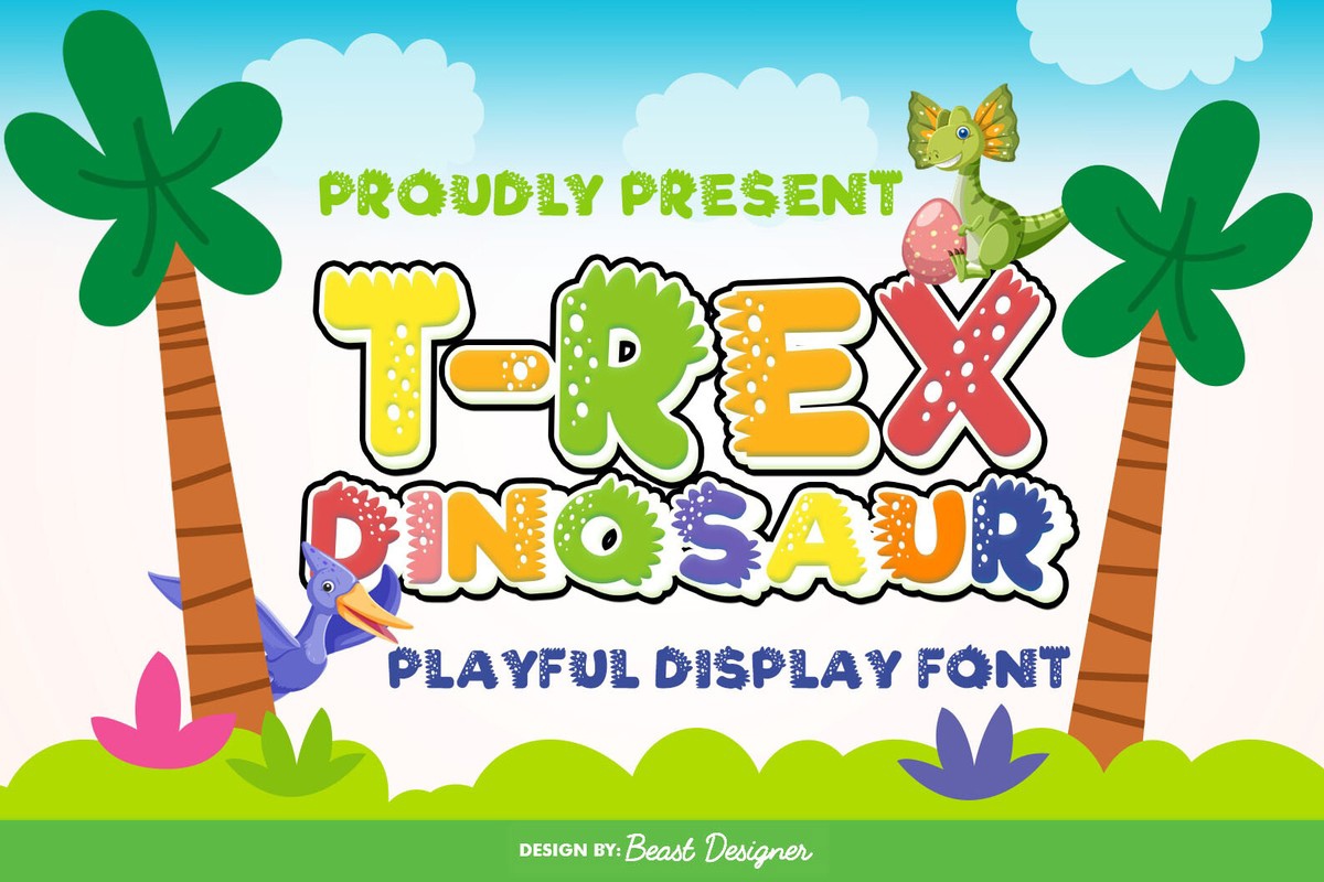 Ejemplo de fuente T-Rex Dinosaur Bold