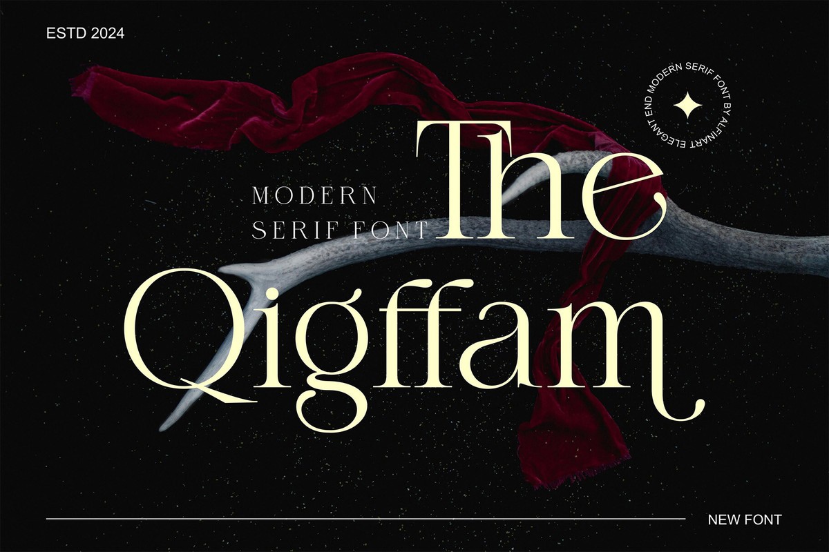 Ejemplo de fuente The Qigffam Regular